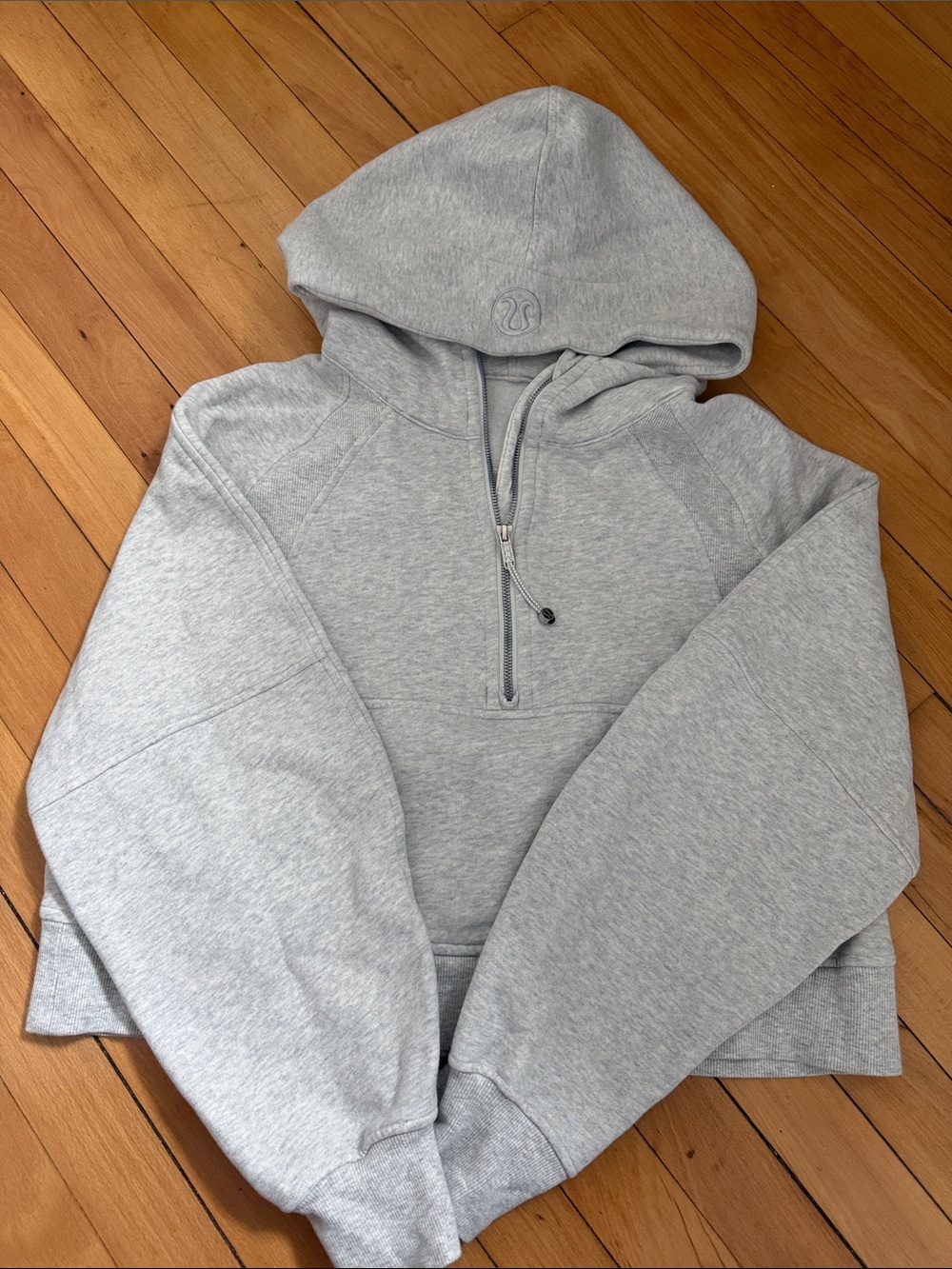lululemon athletica women’s Light Gray Quarter-Zip Hoodie Sweater